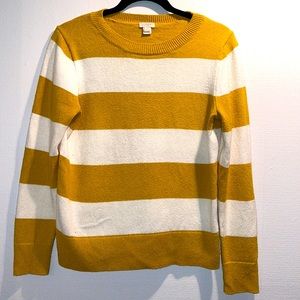 J. Crew Factory Sweater, Striped, Gold and White, pre-owned. Size: Small